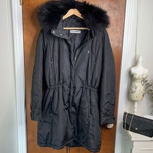 EUC Jil Sander Black Fur Lined Hood Puffer Jacket 38 / 8